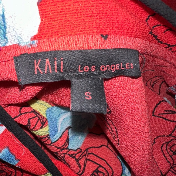 ♥️Kaii Los Angeles Floral Print Tie-Neck Blouse - Size S - Picture 11 of 11